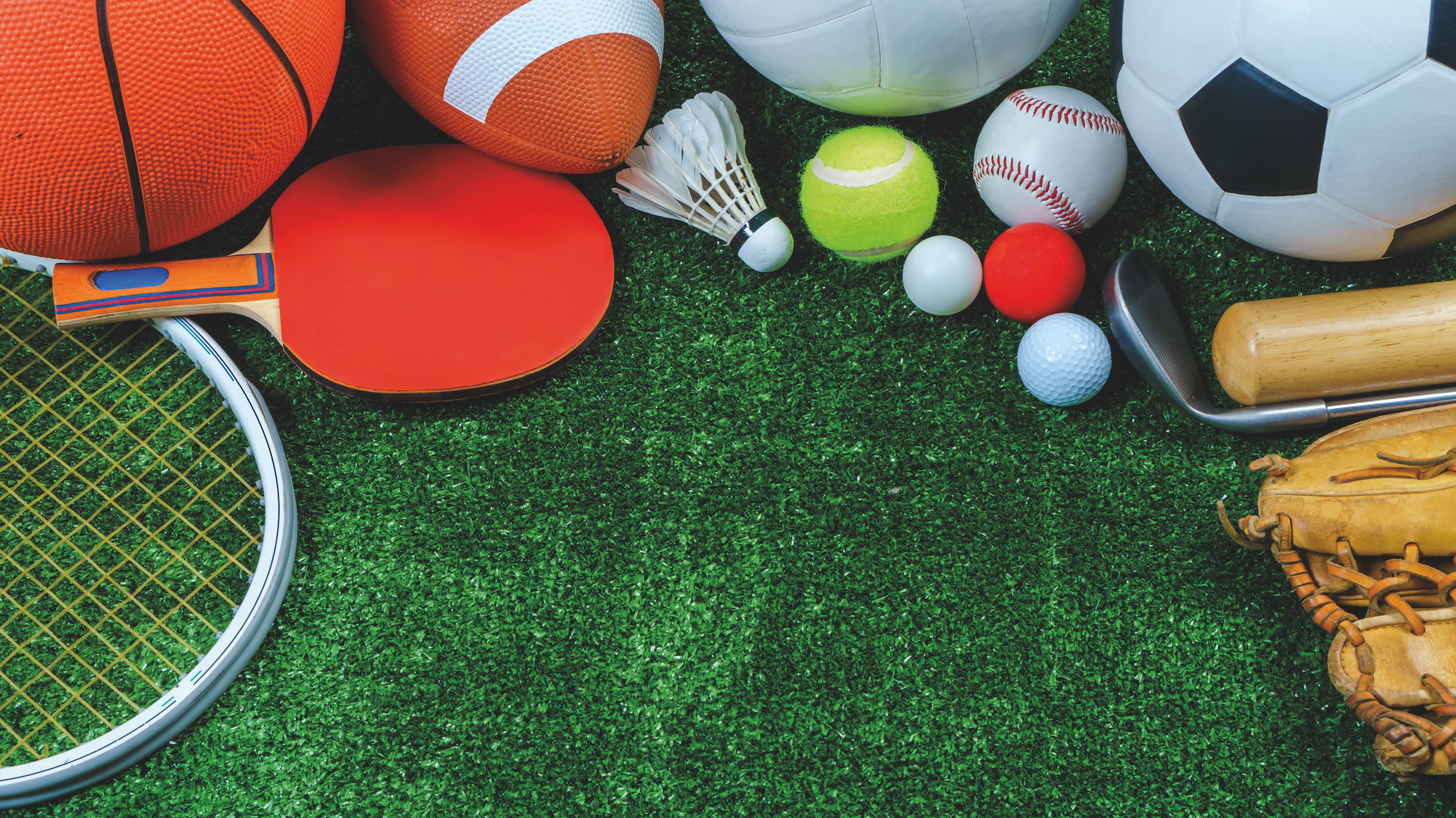 Palloni da calcio, basket, rugby, pallavolo, tennis, pin pong, baseball, golf e altri sport vari